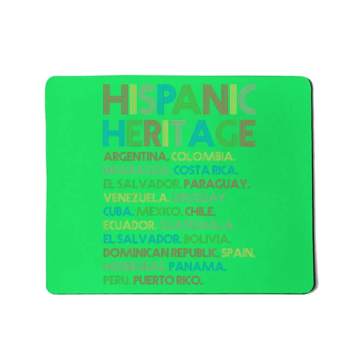 Retro Hispanic Heritage Month Countries Mousepad