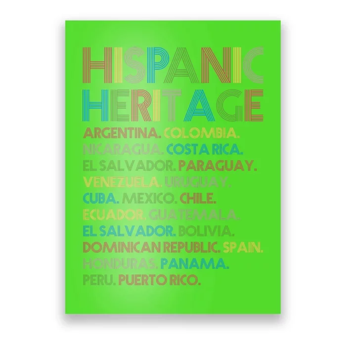 Retro Hispanic Heritage Month Countries Poster