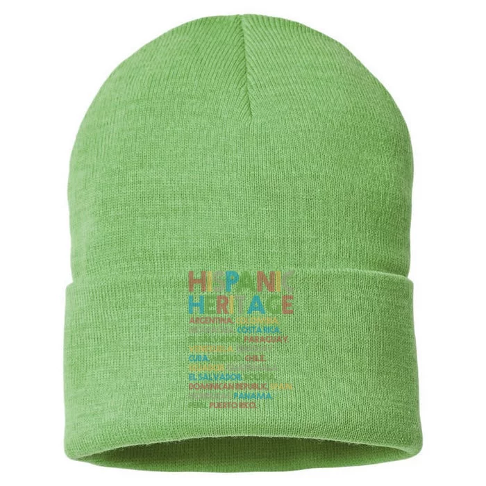 Retro Hispanic Heritage Month Countries Sustainable Knit Beanie