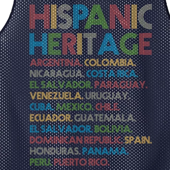 Retro Hispanic Heritage Month Countries Mesh Reversible Basketball Jersey Tank