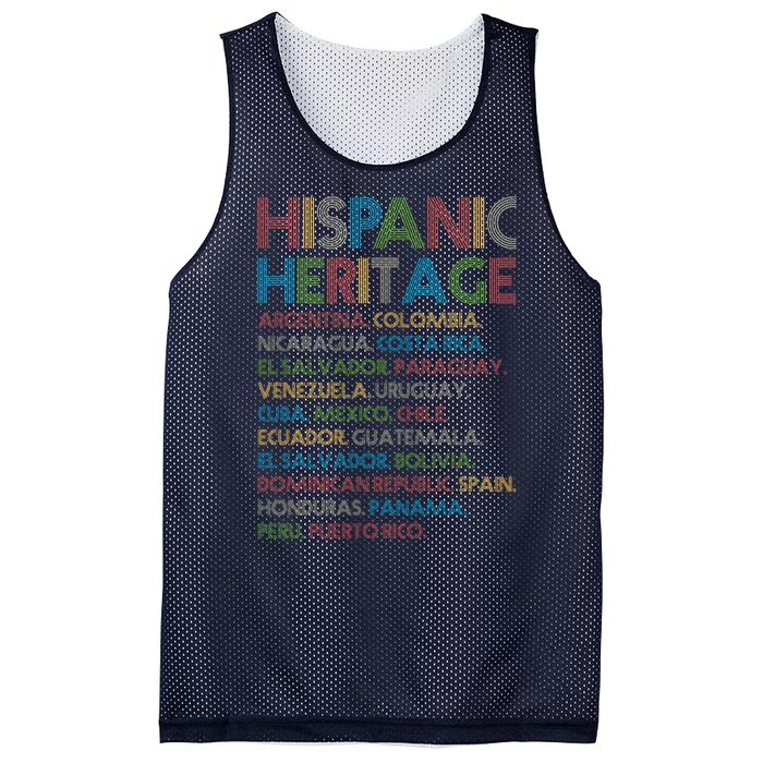 Retro Hispanic Heritage Month Countries Mesh Reversible Basketball Jersey Tank