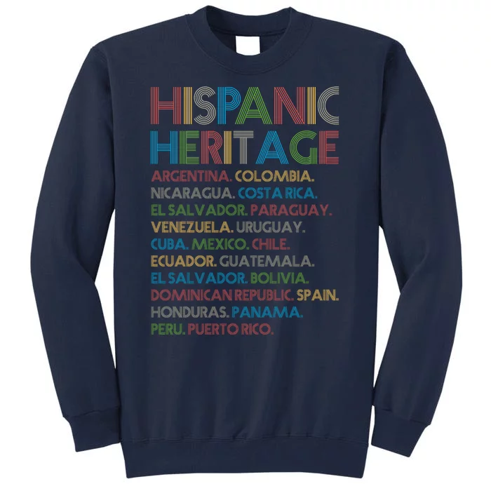 Retro Hispanic Heritage Month Countries Tall Sweatshirt