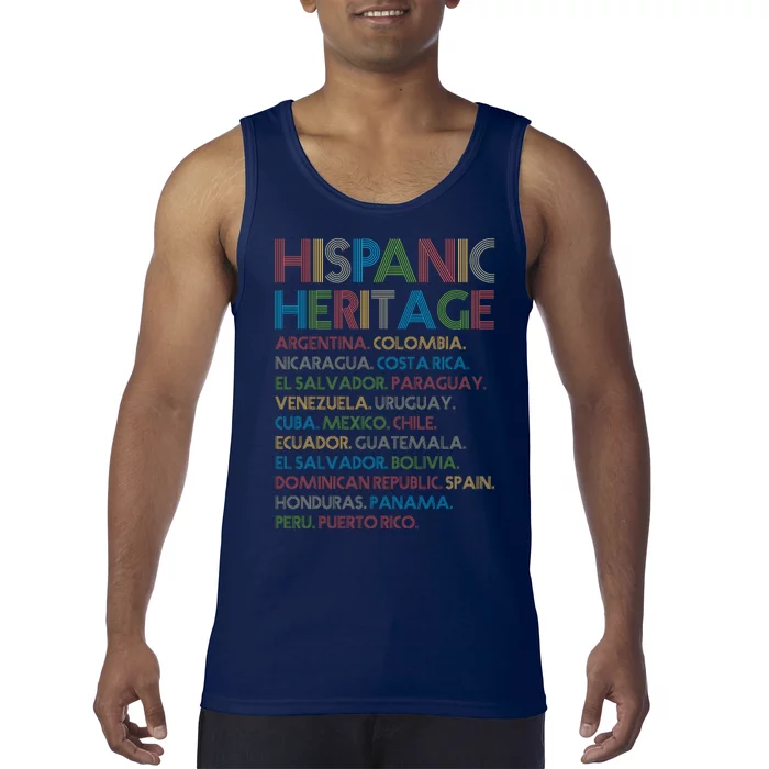 Retro Hispanic Heritage Month Countries Tank Top