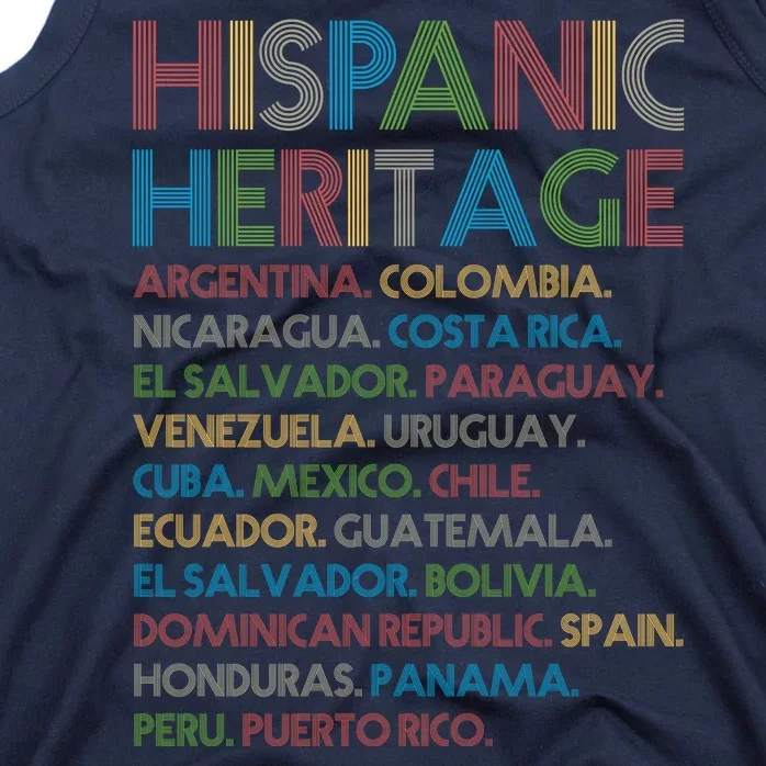 Retro Hispanic Heritage Month Countries Tank Top