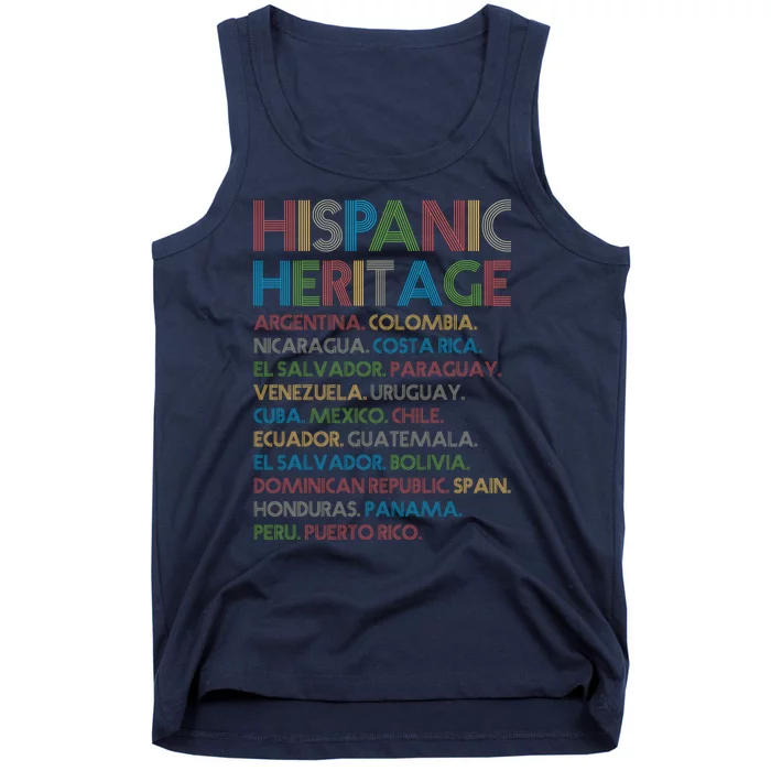 Retro Hispanic Heritage Month Countries Tank Top