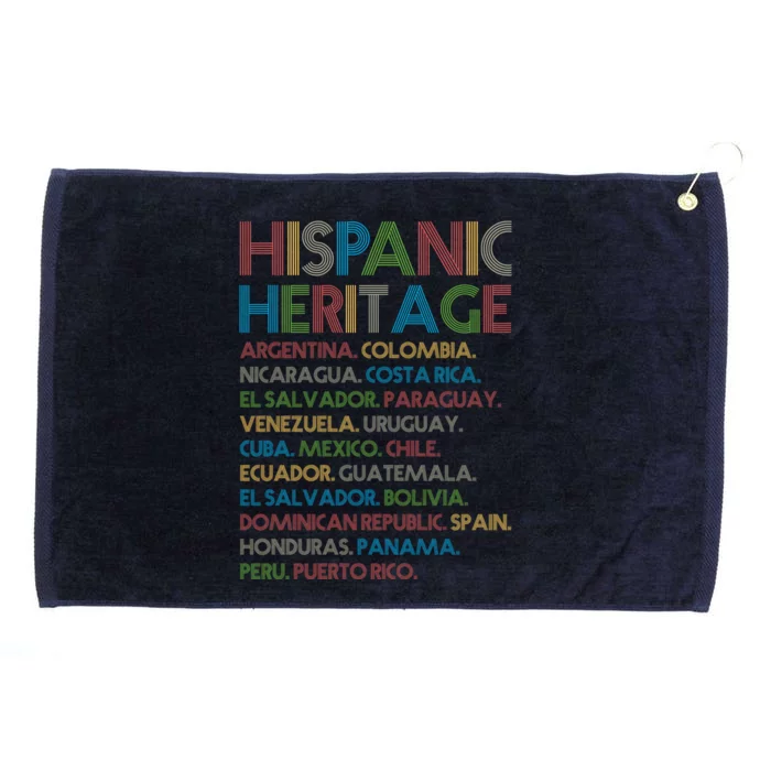 Retro Hispanic Heritage Month Countries Grommeted Golf Towel