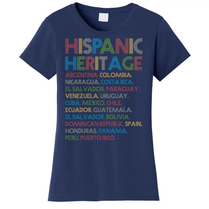 Retro Hispanic Heritage Month Countries Women's T-Shirt