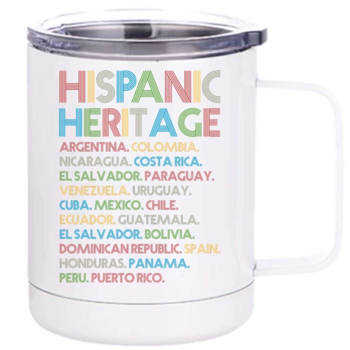 Retro Hispanic Heritage Month Countries Front & Back 12oz Stainless Steel Tumbler Cup