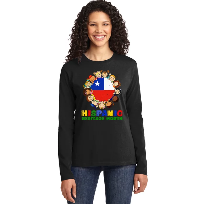 retro Hispanic Heritage Month Chile Ladies Long Sleeve Shirt