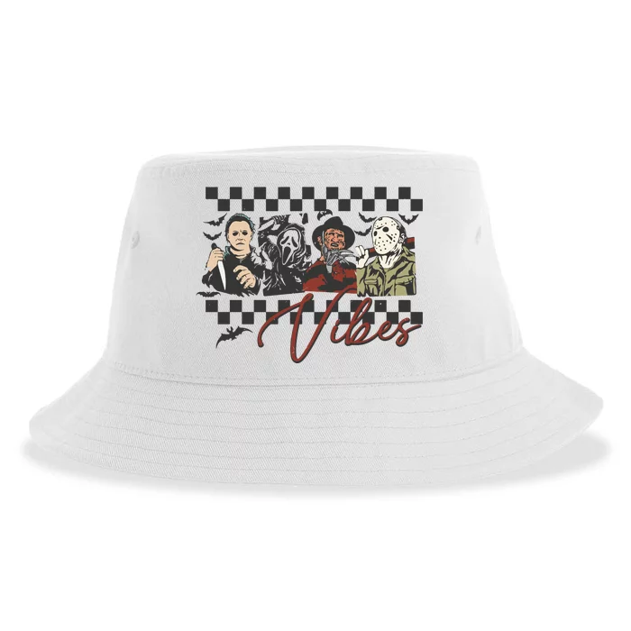 Retro Halloween Horror Sublimation Spooky Vibes Sustainable Bucket Hat