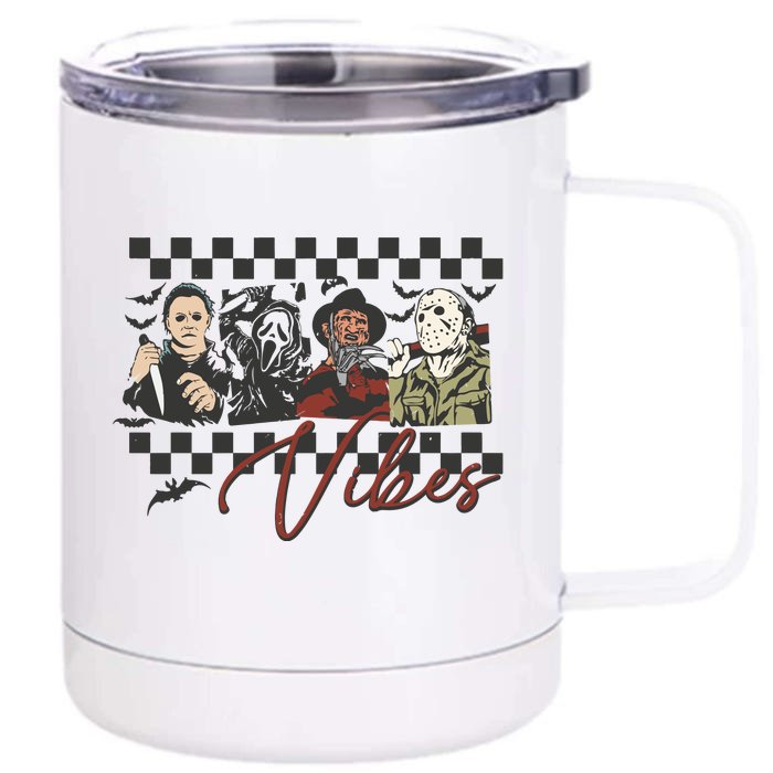 Retro Halloween Horror Sublimation Spooky Vibes Front & Back 12oz Stainless Steel Tumbler Cup