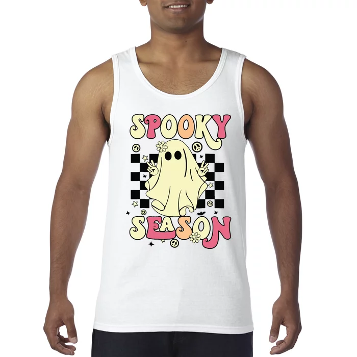 Retro Hippie Halloween Cute Ghost Spooky Season Funny Gifts Tank Top