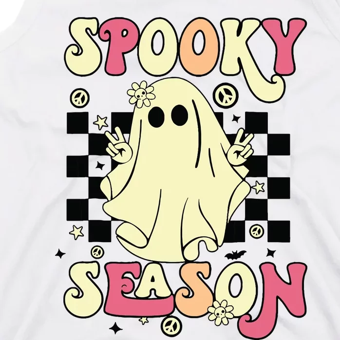 Retro Hippie Halloween Cute Ghost Spooky Season Funny Gifts Tank Top