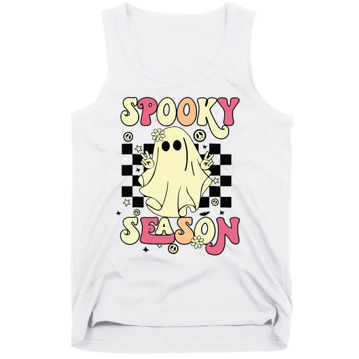 Retro Hippie Halloween Cute Ghost Spooky Season Funny Gifts Tank Top