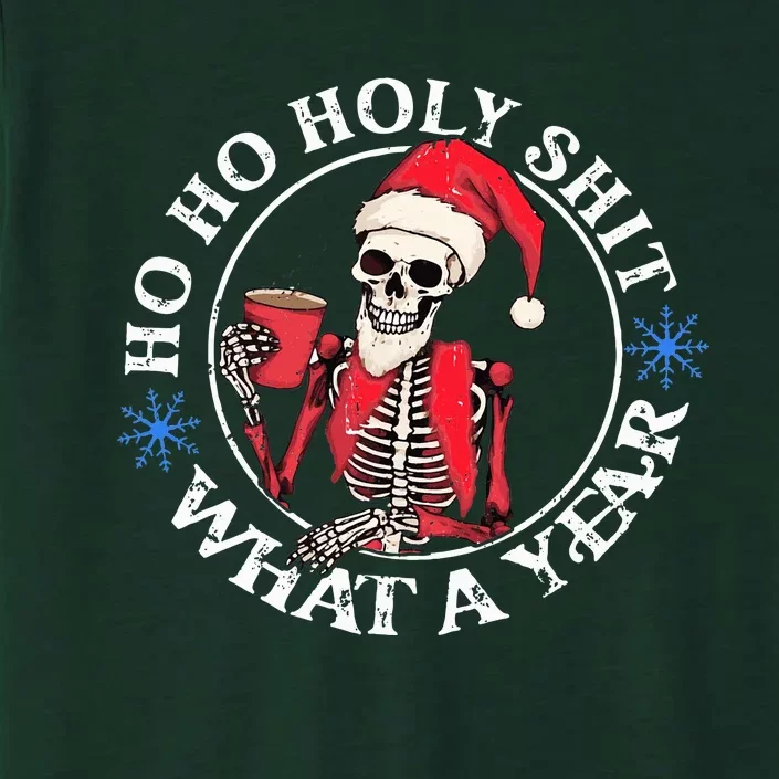 Retro Ho Ho Holy Shit What A Year Funny Skeleton Christmas ChromaSoft Performance T-Shirt