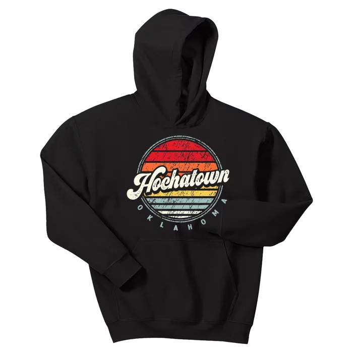 Retro Hochatown Home State Cool 70s Style Sunset Kids Hoodie