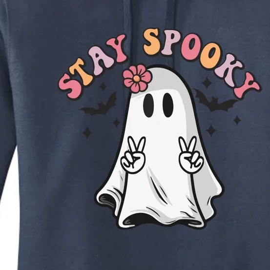 Retro Hippie Halloween Cute Ghost Stay Spooky Gift Women's Pullover Hoodie