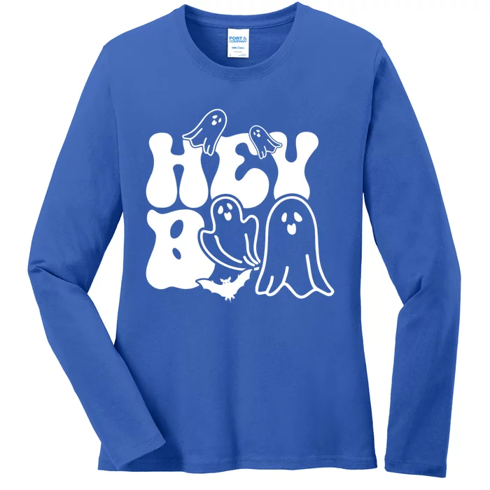 Retro Halloween Hey Boo Cool Gift Ladies Long Sleeve Shirt