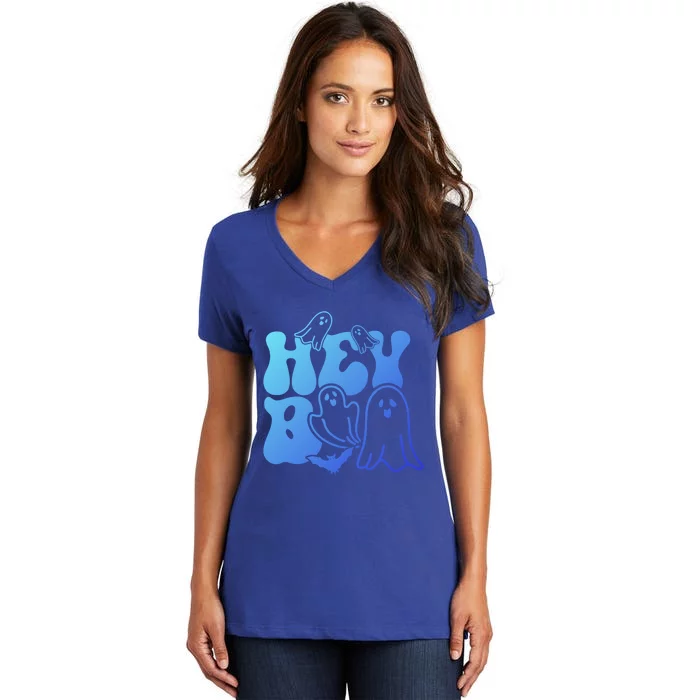 Retro Halloween Hey Boo Cool Gift Women's V-Neck T-Shirt