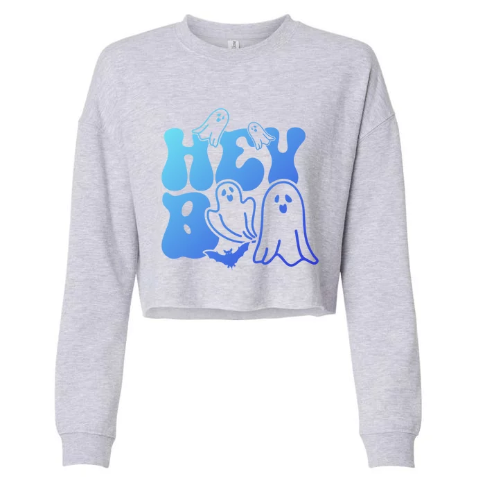 Retro Halloween Hey Boo Cool Gift Cropped Pullover Crew