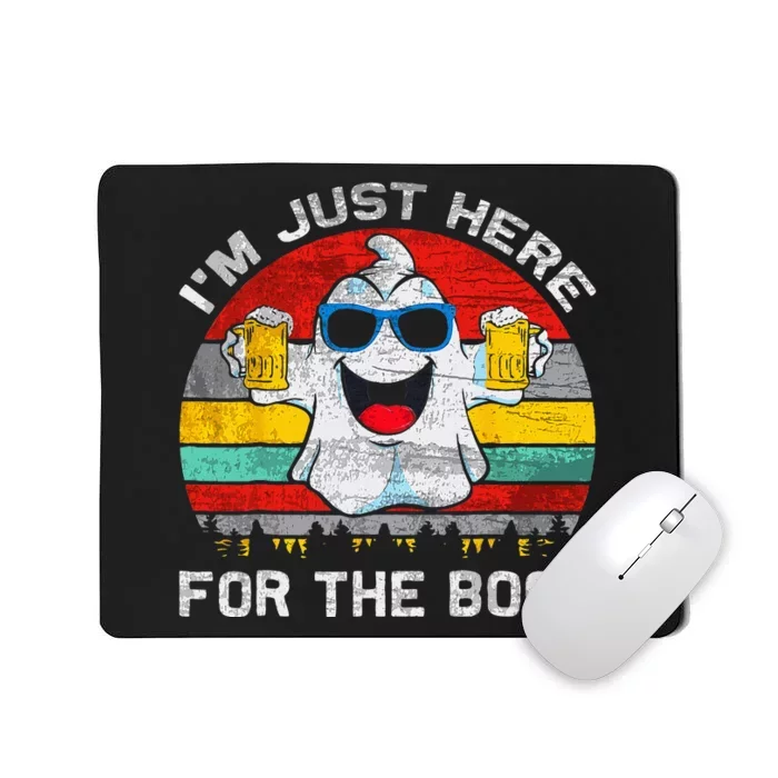 Retro Halloween Im Just Here For The Boos Cute Ghost Beer Mousepad