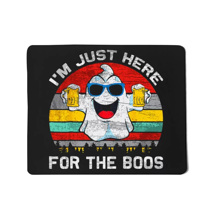 Retro Halloween Im Just Here For The Boos Cute Ghost Beer Mousepad