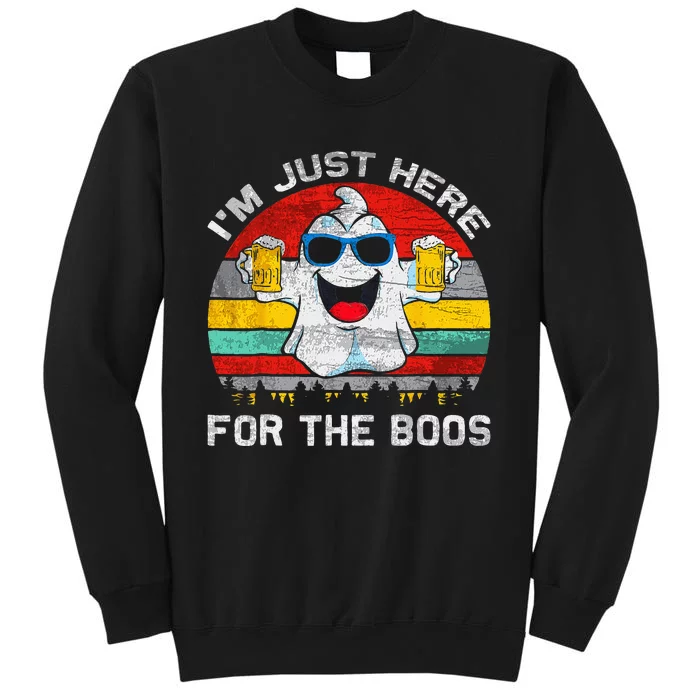 Retro Halloween Im Just Here For The Boos Cute Ghost Beer Tall Sweatshirt