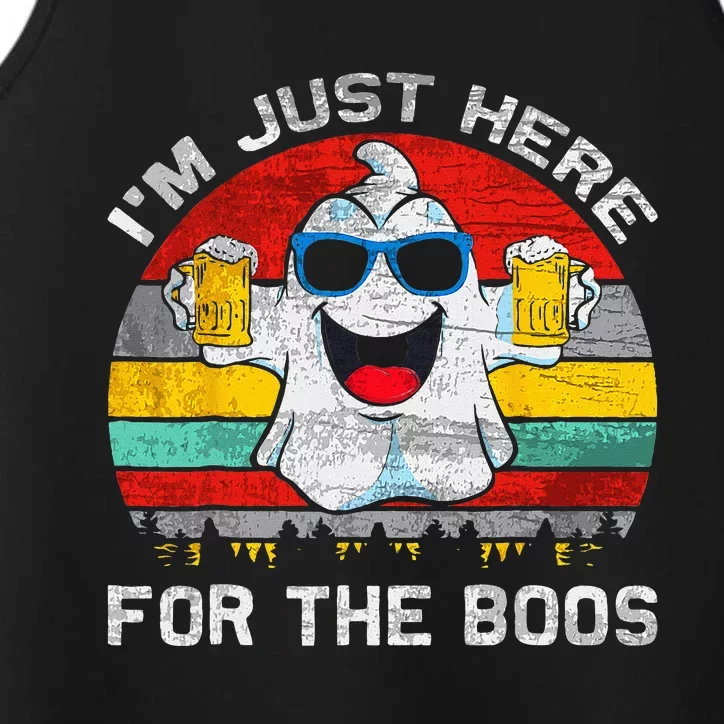 Retro Halloween Im Just Here For The Boos Cute Ghost Beer Performance Tank