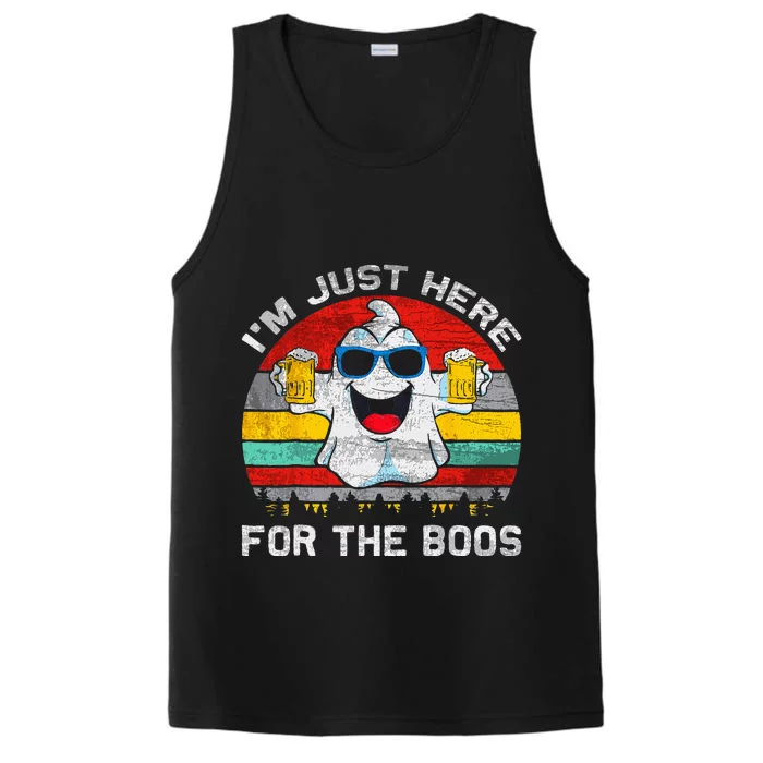 Retro Halloween Im Just Here For The Boos Cute Ghost Beer Performance Tank