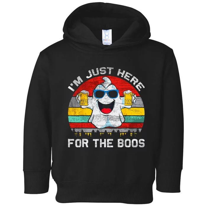 Retro Halloween Im Just Here For The Boos Cute Ghost Beer Toddler Hoodie