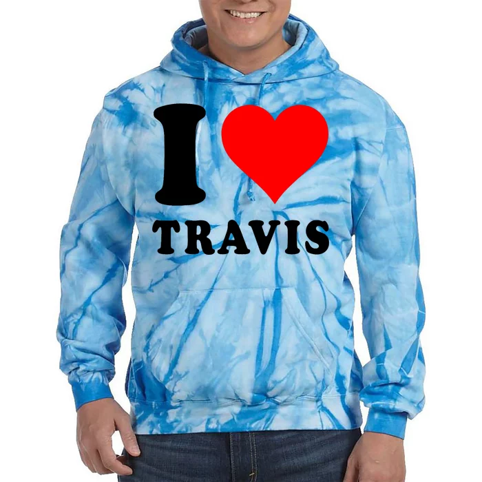 Red Heart I Love Travis Tie Dye Hoodie