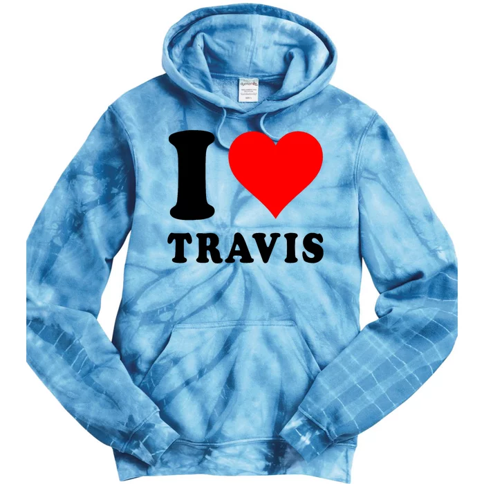 Red Heart I Love Travis Tie Dye Hoodie