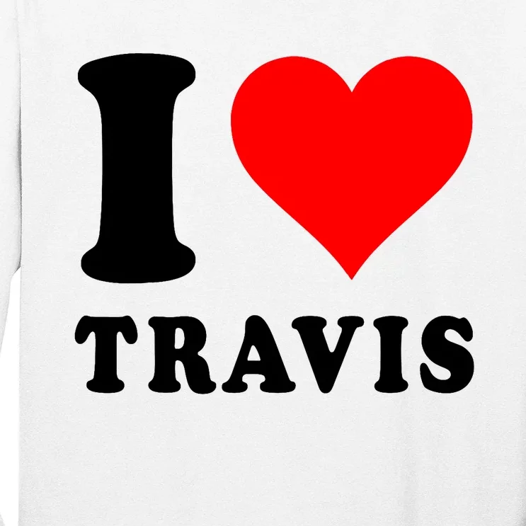 Red Heart I Love Travis Long Sleeve Shirt