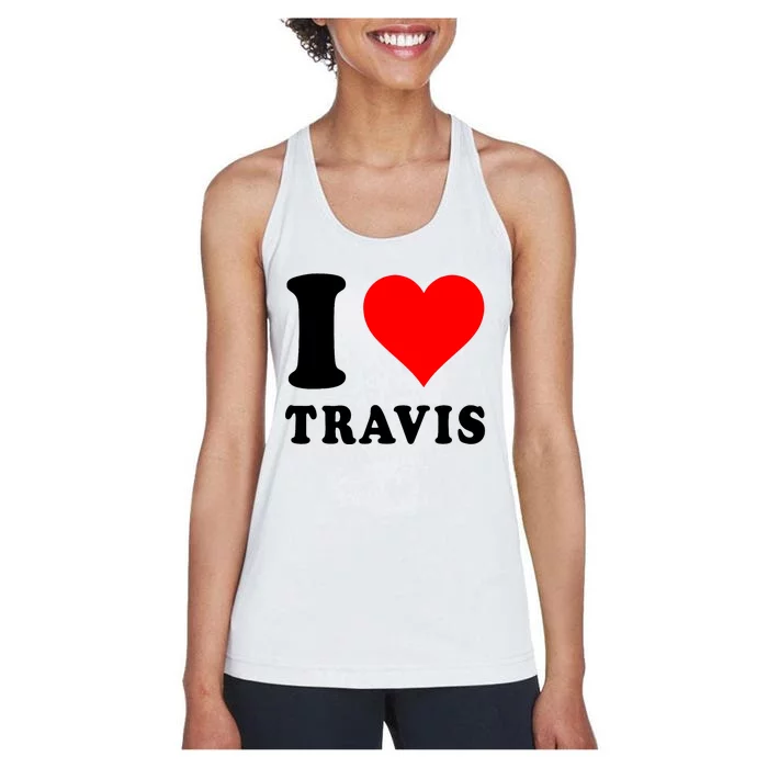 Red Heart I Love Travis Women's Racerback Tank