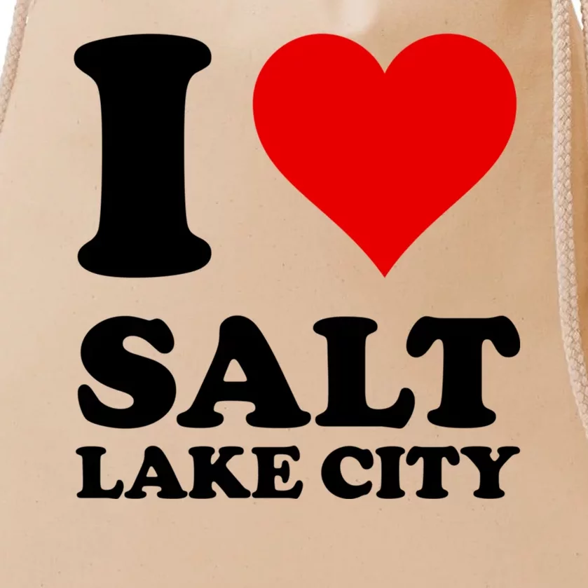 Red Heart I Love Salt Lake City Drawstring Bag