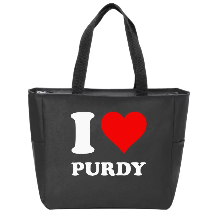 Red Heart I Love Purdy Zip Tote Bag