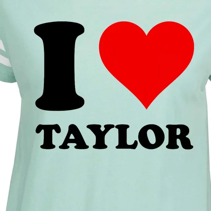 Red Heart I Love Taylor Enza Ladies Jersey Football T-Shirt