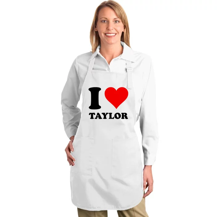 Red Heart I Love Taylor Full-Length Apron With Pocket