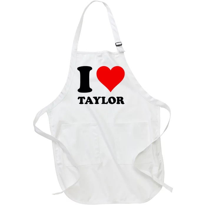 Red Heart I Love Taylor Full-Length Apron With Pocket