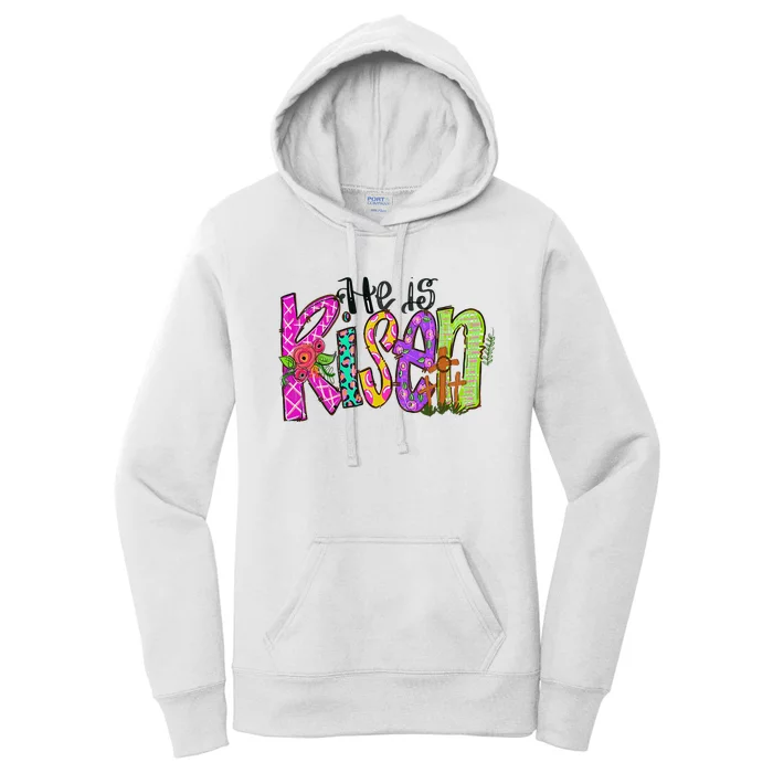 retro He is Risen Christian Happy Easter Day Women's Pullover Hoodie