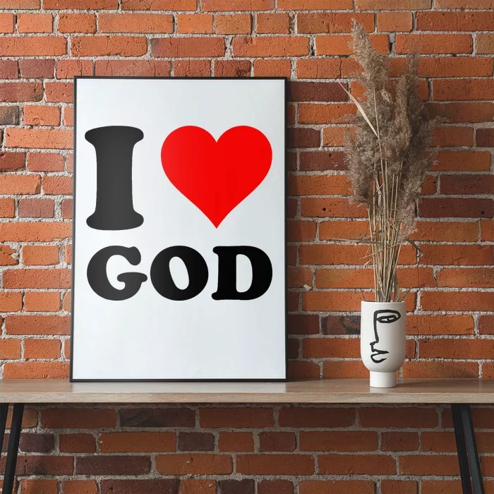 Red Heart I Love God Poster