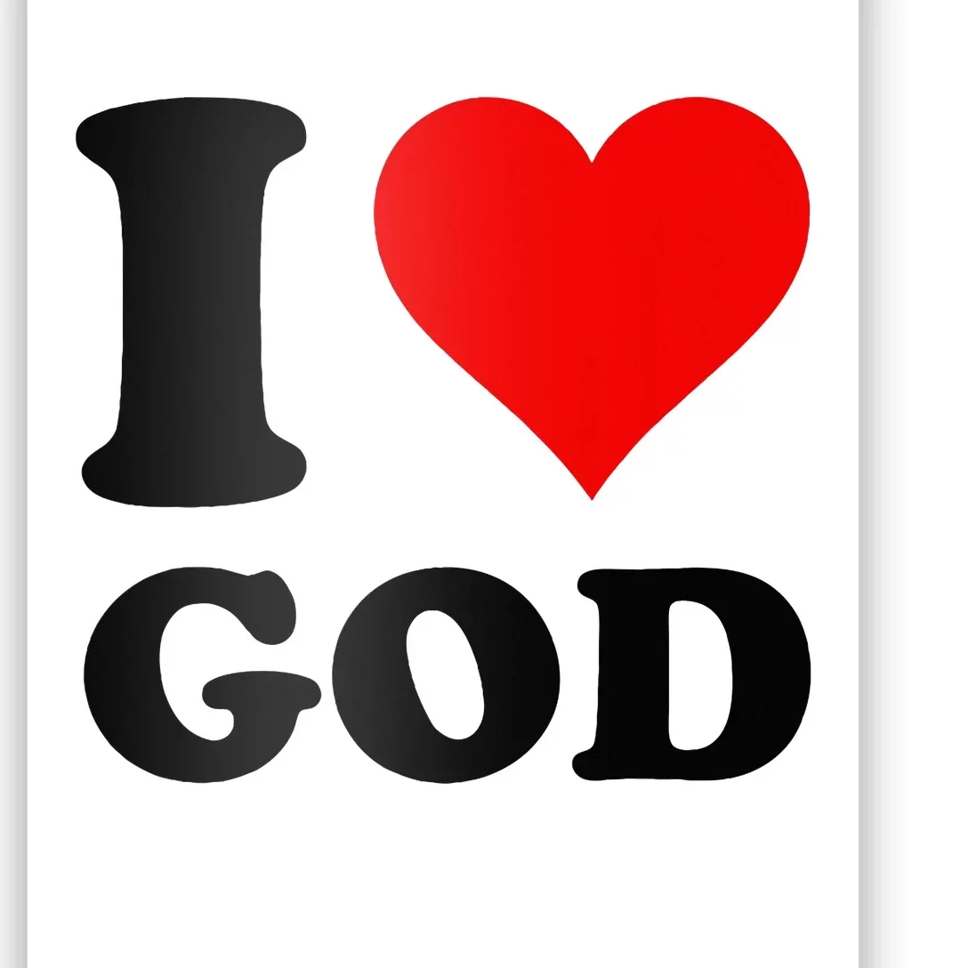 Red Heart I Love God Poster