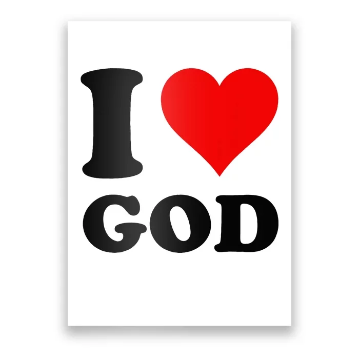 Red Heart I Love God Poster