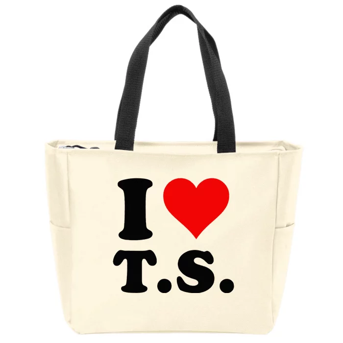 Red Heart I Love TS Zip Tote Bag