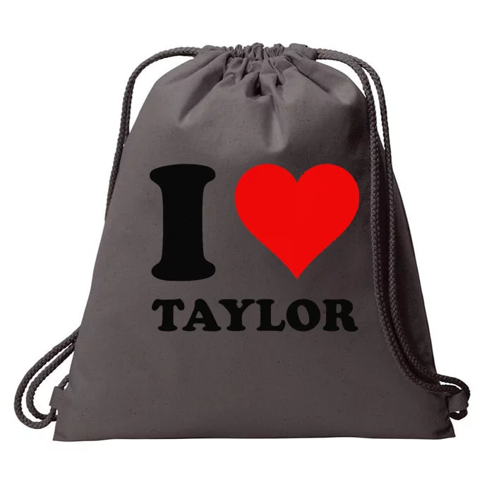 Red Heart I Love Taylor Drawstring Bag