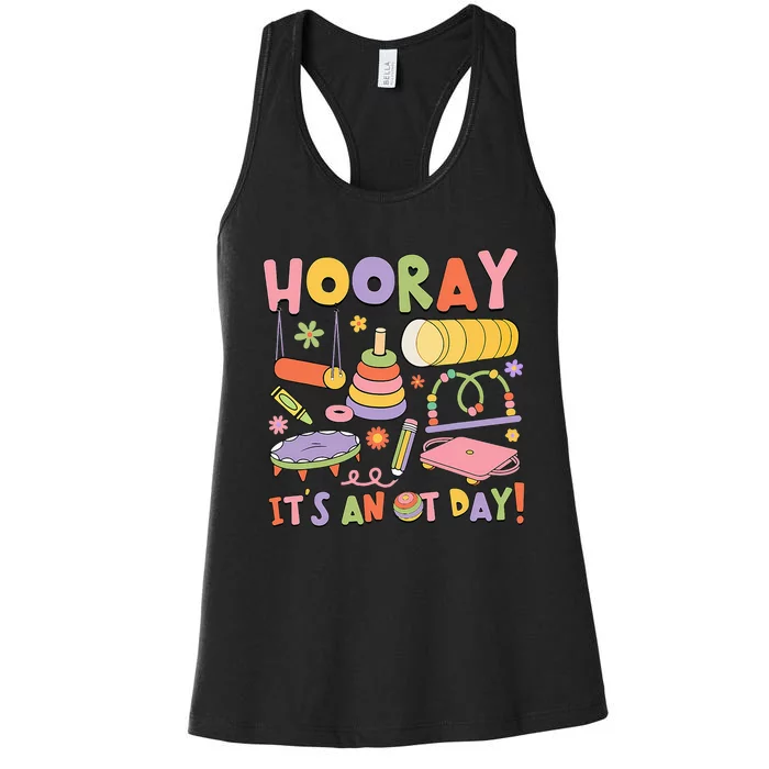 Retro Hooray It’s An OT Day Occupational Therapy Pediatric Women's Racerback Tank