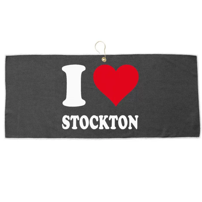 Red Heart I Love Stockton Large Microfiber Waffle Golf Towel