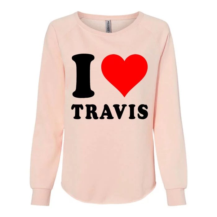 Red Heart I Love Travis Womens California Wash Sweatshirt