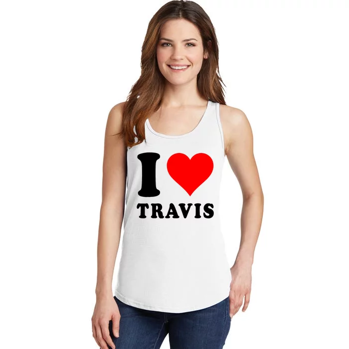 Red Heart I Love Travis Ladies Essential Tank