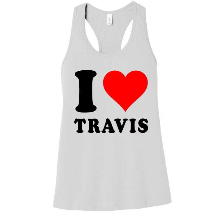 Red Heart I Love Travis Women's Racerback Tank